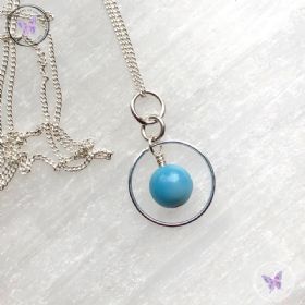 Larimar Silver Circle Pendant Necklace